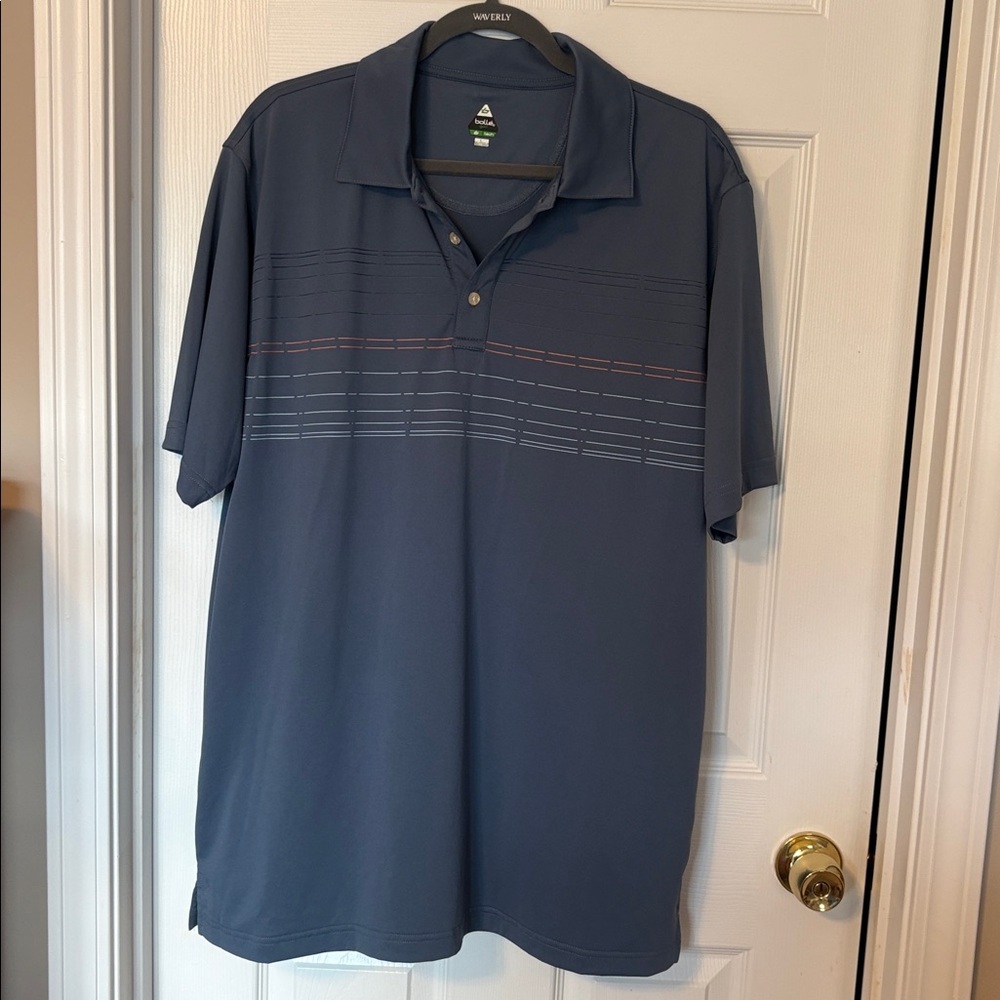 Blue/gray Polo Shirt with Subtle Stripe Design